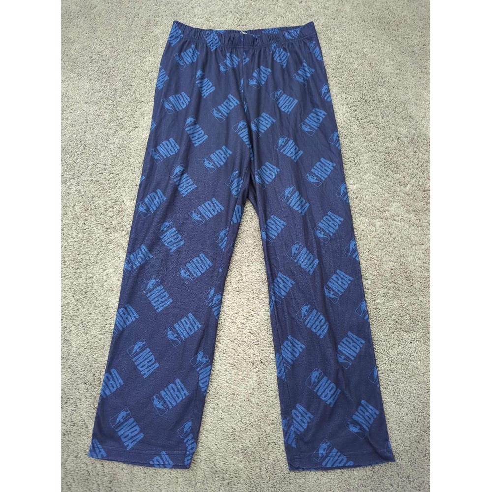 NBA Pajama Pants Mens Medium Blue Pull On Straight Leg Flannel Sleep Loungewear‎